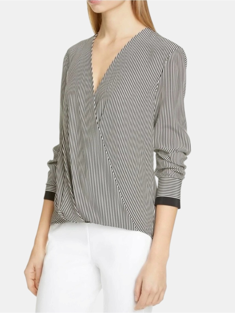 Rag & Bone 100% Silk New York Striped Wrap Blouse – XS